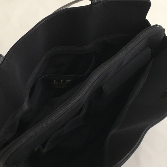 Liz Claiborne Black Laptop Shoulder Tote Bag Up To 14” Lots Of Compartments - Picture 14 of 16